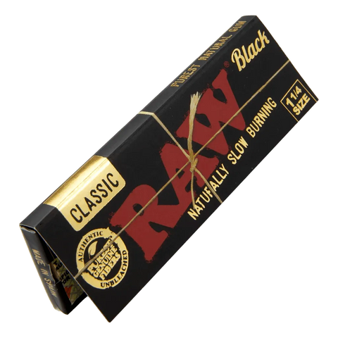Raw Black Classic 1 1/4 Rolling Papers - 24 Pack - The Supply Joint