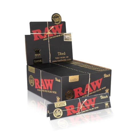 Raw Black Classic King Size Slim Rolling Papers - 50 Pack - The Supply Joint 