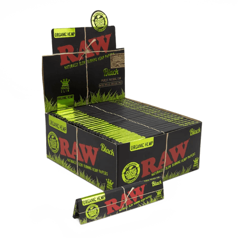 Raw Black King Size Slim Organic Hemp Rolling Papers - 50 Pack - The Supply Joint 