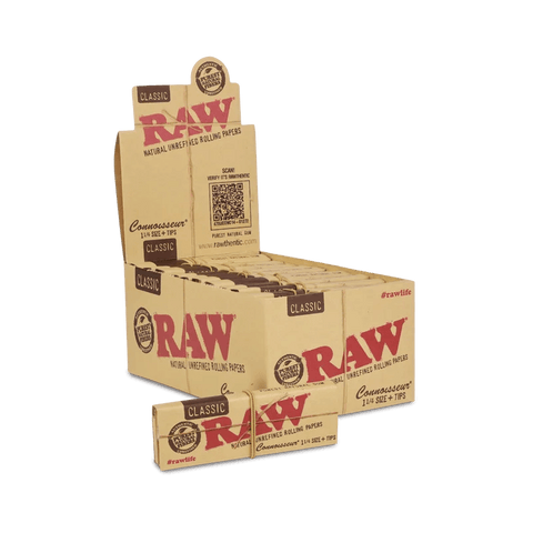 Raw Classic Connoisseur 1 1/4 Rolling Papers + Tips - 24 Pack - The Supply Joint 