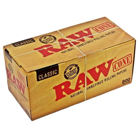 Raw Classic King Size Pre-rolled Cones 109mm - Unbleached Paper - 800 Count - The Supply Joint 