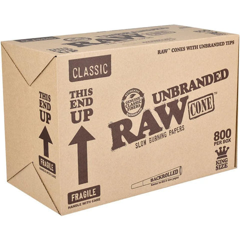 RAW Classic King Size Pre-Rolled Unbranded Cones 109mm - Unbleached Paper - 800 Count - The Supply Joint
