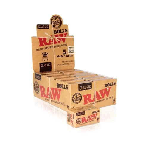 Raw Classic Paper Rolls King Size Slim - 5 Meters - 24 Pack - The Supply Joint