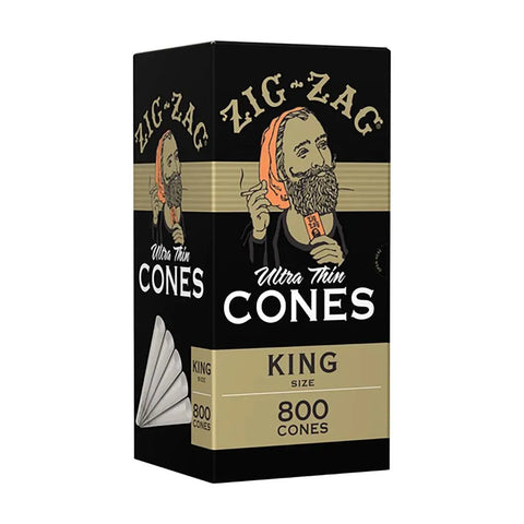 Zig Zag Ultra Thin Pre-rolled Cones King Size 109mm - White Paper - 800 Count - The Supply Joint