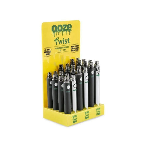 Ooze Twist Vape Pen Variable Voltage 24 Count Display - The Supply Joint