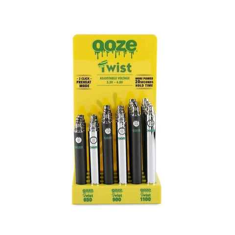 Ooze Twist Vape Pen Variable Voltage 24 Count Display - The Supply Joint 