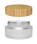 100 Gram Clear Frosted Glass Jar With Wood Cap - 120 Count - The Supply Joint 