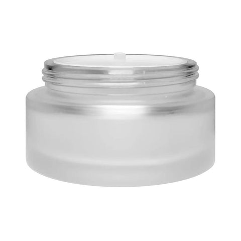 100 Gram Clear Frosted Glass Jar With Wood Cap - 120 Count - The Supply Joint 