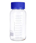 1000 mL Wide Mouth Graduated Round Reagent Lab Glass Bottle With Blue Polypropylene Screw Cap - The Supply Joint 