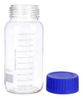 1000 mL Wide Mouth Graduated Round Reagent Lab Glass Bottle With Blue Polypropylene Screw Cap - The Supply Joint 