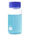 1000 mL Wide Mouth Graduated Round Reagent Lab Glass Bottle With Blue Polypropylene Screw Cap - The Supply Joint 