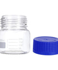 250 mL Wide Mouth Graduated Round Reagent Lab Glass Bottle With Blue Polypropylene Screw Cap - The Supply Joint 