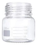 250 mL Wide Mouth Graduated Round Reagent Lab Glass Bottle With Blue Polypropylene Screw Cap - The Supply Joint 