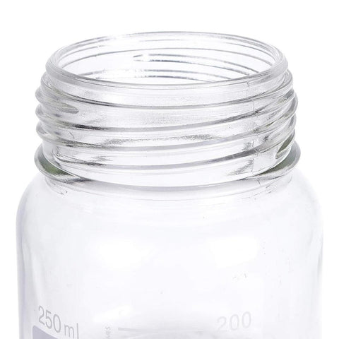 250 mL Wide Mouth Graduated Round Reagent Lab Glass Bottle With Blue Polypropylene Screw Cap - The Supply Joint 