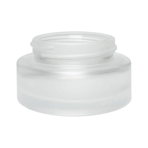 30 Gram Clear Frosted Glass Jar With Wood Cap - 200 Count - The Supply Joint 