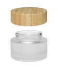 50 Gram Clear Frosted Glass Jar With Wood Cap - 175 Count - The Supply Joint 