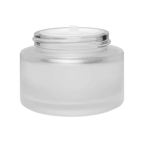 50 Gram Clear Frosted Glass Jar With Wood Cap - 175 Count - The Supply Joint 