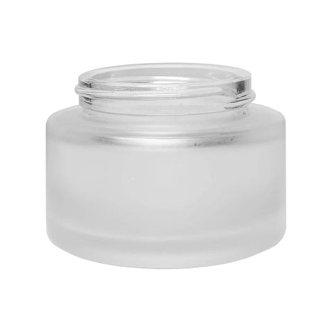 50 Gram Clear Frosted Glass Jar With Wood Cap - 175 Count - The Supply Joint 