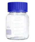 500 mL Wide Mouth Graduated Round Reagent Lab Glass Bottle With Blue Polypropylene Screw Cap - The Supply Joint 