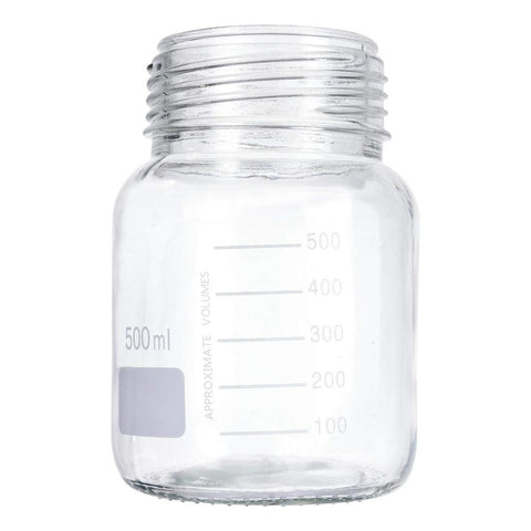 500 mL Wide Mouth Graduated Round Reagent Lab Glass Bottle With Blue Polypropylene Screw Cap - The Supply Joint 