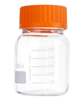 500 mL Wide Mouth Graduated Round Reagent Lab Glass Bottle With Orange Polypropylene Screw Cap - The Supply Joint 