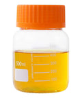 500 mL Wide Mouth Graduated Round Reagent Lab Glass Bottle With Orange Polypropylene Screw Cap - The Supply Joint 