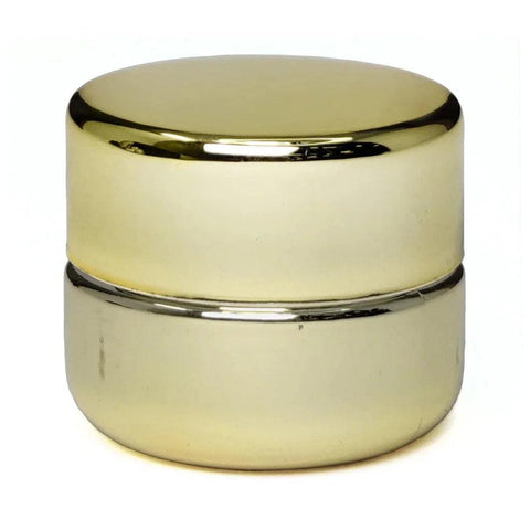 9 Ml Gold Chrome Round Glass Concentrate Jar With Gold Chrome Cap - 360 Count - The Supply Joint 