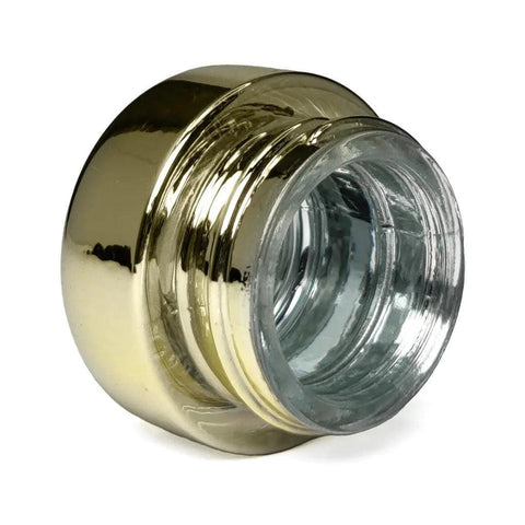 9 Ml Gold Chrome Round Glass Concentrate Jar With Gold Chrome Cap - 360 Count - The Supply Joint 