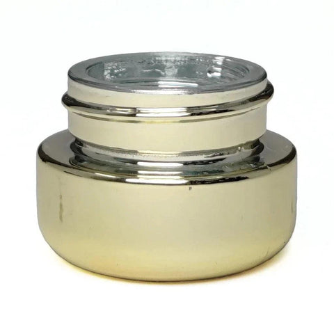 9 Ml Gold Chrome Round Glass Concentrate Jar With Gold Chrome Cap - 50 Count - The Supply Joint 