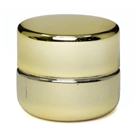 9 Ml Gold Chrome Round Glass Concentrate Jar With Gold Chrome Cap - 50 Count - The Supply Joint 