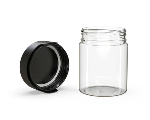 CHUBBY GORILLA 18.5oz - 550mL Child Resistant Clear Plastic Aviator XL Container w/ Black Cap - 60 Count