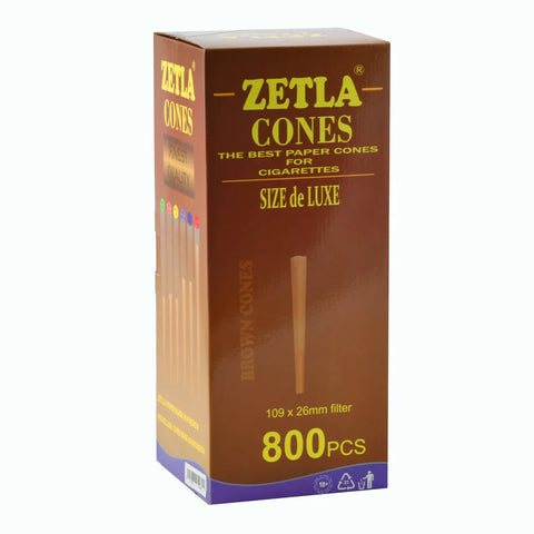 Zetla 109 mm x 26 mm Pre Rolled Cones Brown King Size Deluxe - 800 Count