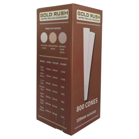 Gold Rush 109mm - 26mm King Size Bleached Pre-rolled Cones - 800 Count