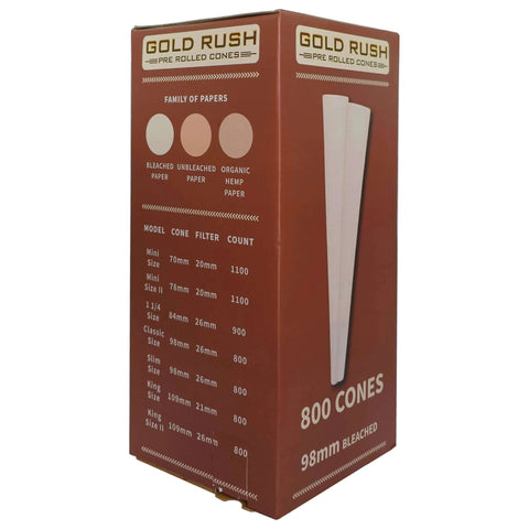 Gold Rush 98mm - 26mm 98 Special Bleached Pre-rolled Cones - 800 Count