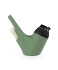 color:green | Side shot of green Puffco Proxy travel pipe with black base and cotton swabs in back compartment