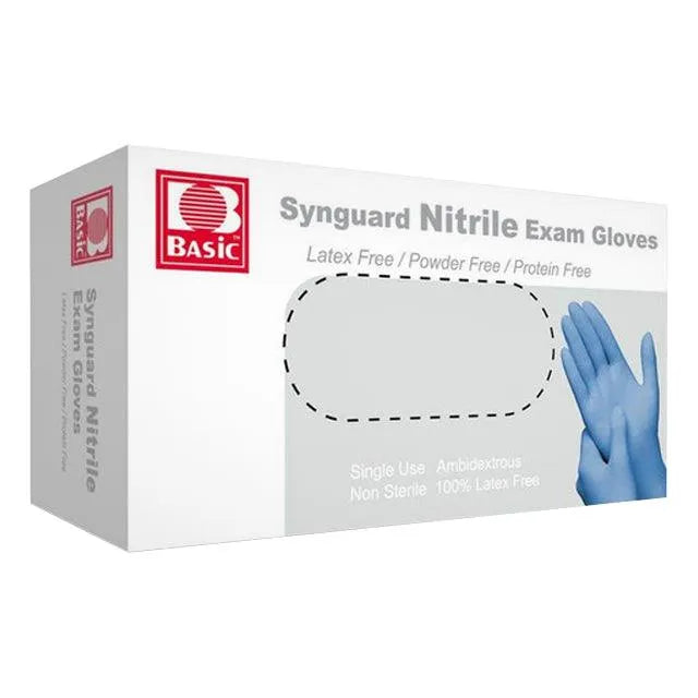 Basic SynGuard Powder Free Nitrile Examination Gloves 100 Count The Basic SynGuard Powder Free Nitrile Examination Gloves 100 Count The