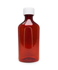 Child Resistant 12 Oz Amber Oval Rx Plastic Syrup Bottles With Caps - 100 Count - The Supply Joint 