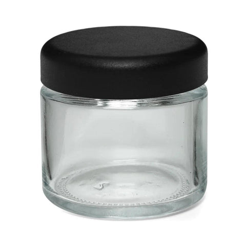 Child Resistant 2 Oz Clear Round Glass Jar With Slim Cap - 160 Count - The Supply Joint 