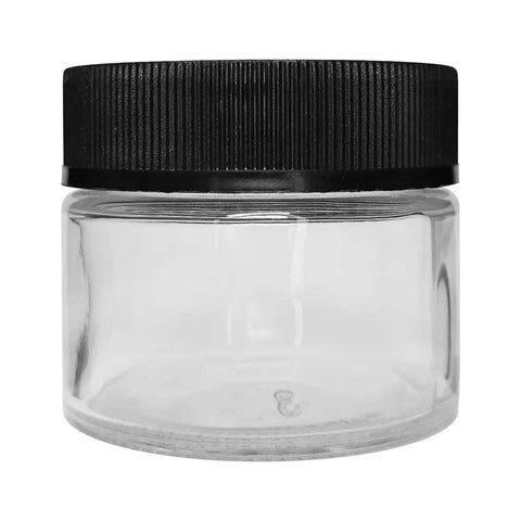 Child Resistant 2 Oz Clear Round Glass Jar With Square Cap - 160 Count - The Supply Joint 