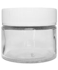 Child Resistant 2 Oz Clear Round Glass Jar With Square Cap - 160 Count - The Supply Joint 