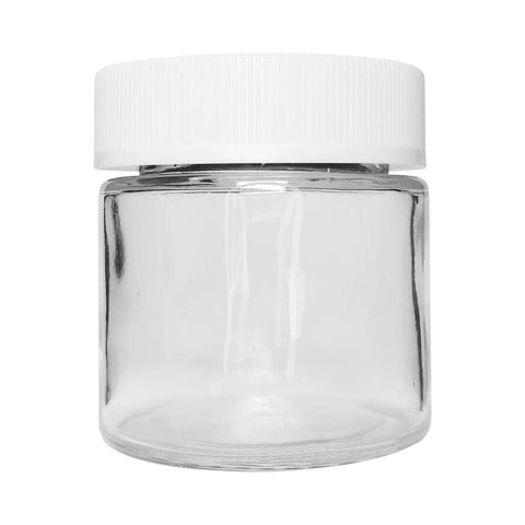 Child Resistant 3 Oz Clear Round Glass Jar With Square Cap - 160 Count - The Supply Joint 