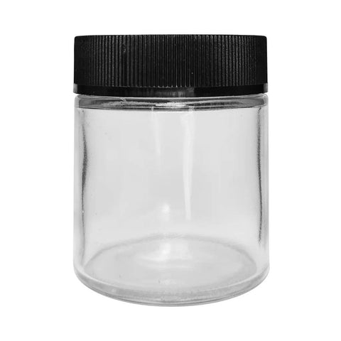 Child Resistant 4 Oz Clear Round Glass Jar With Square Cap - 120 Count - The Supply Joint 