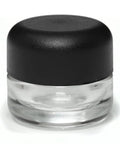 Child Resistant 5 Ml Clear Round Glass Concentrate Jar With Black Round Cap - 480 Count - The Supply Joint 