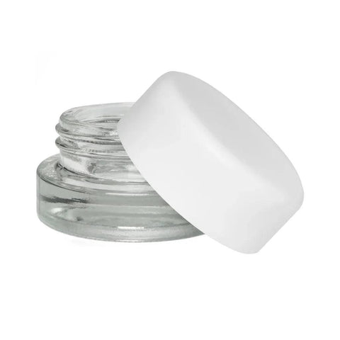 Child Resistant 5 Ml Clear Round Uv Glass Concentrate Jar With Cap - 50 Count - The Supply Joint 