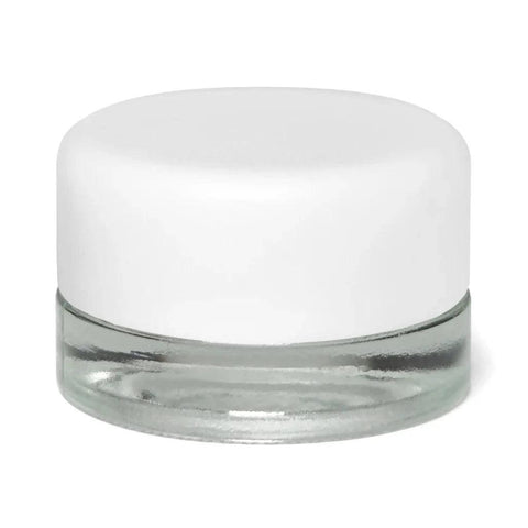 Child Resistant 5 Ml Clear Round Uv Glass Concentrate Jar With Cap - 50 Count - The Supply Joint 