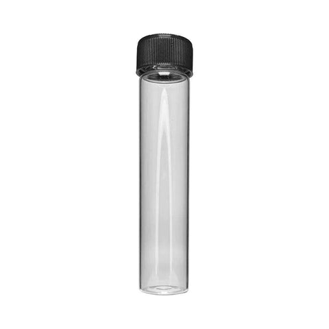 Child Resistant | 101 Mm - 22 Mm Clear Glass Pre-roll Tube With Black Cap - 50 Count - The Supply Joint 