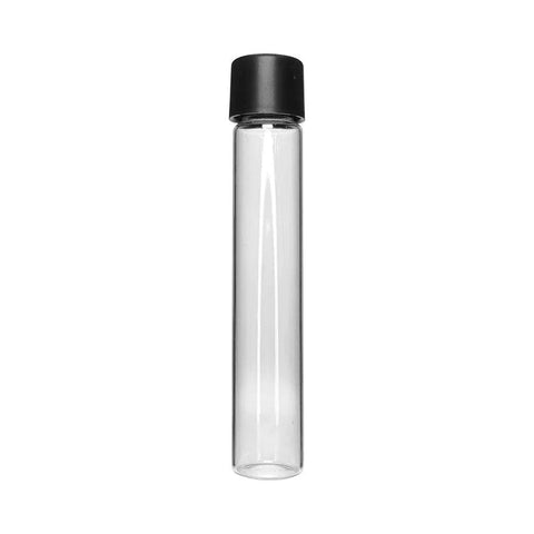 Child Resistant | 120 Mm 22 Mm Clear Glass Pre-roll Tube With Black Cap - 50 Count - The Supply Joint 