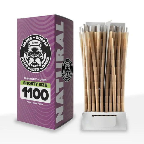 Cones + Supply Pre-rolled Cones Shorty Size 70mm - Unbleached Paper - 1100 Count - The Supply Joint 