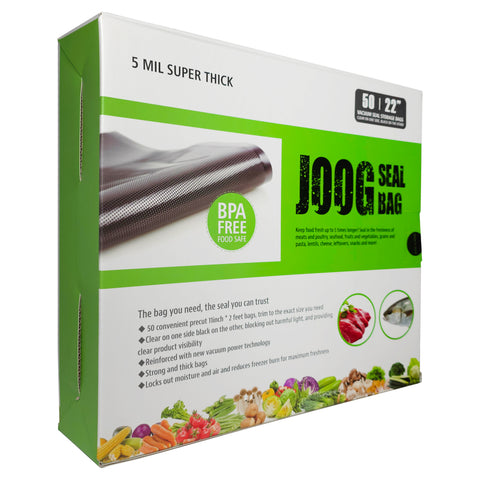 Joog Vacuum Sealer Bags 11" x 22" Black & Clear - 50 Count