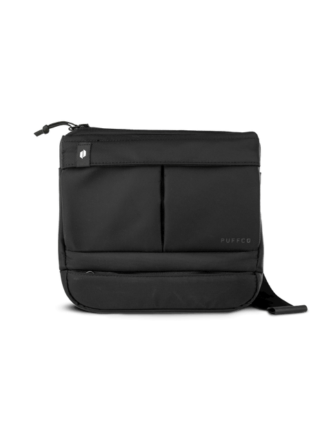 Front shot of Puffco black Proxy travel bag 